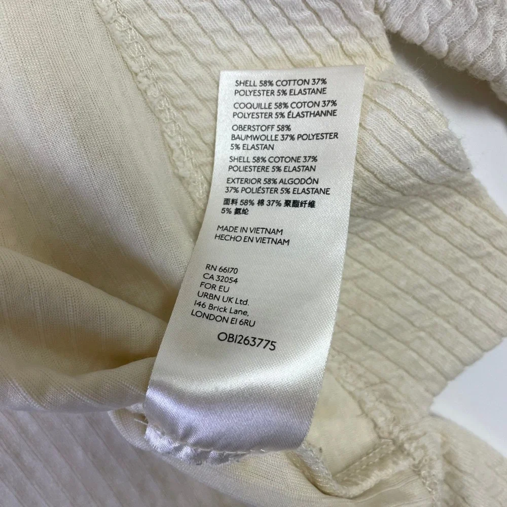 Anthropologie Bayleigh Cream Textured Balloon Sleeve Top XS Boho
